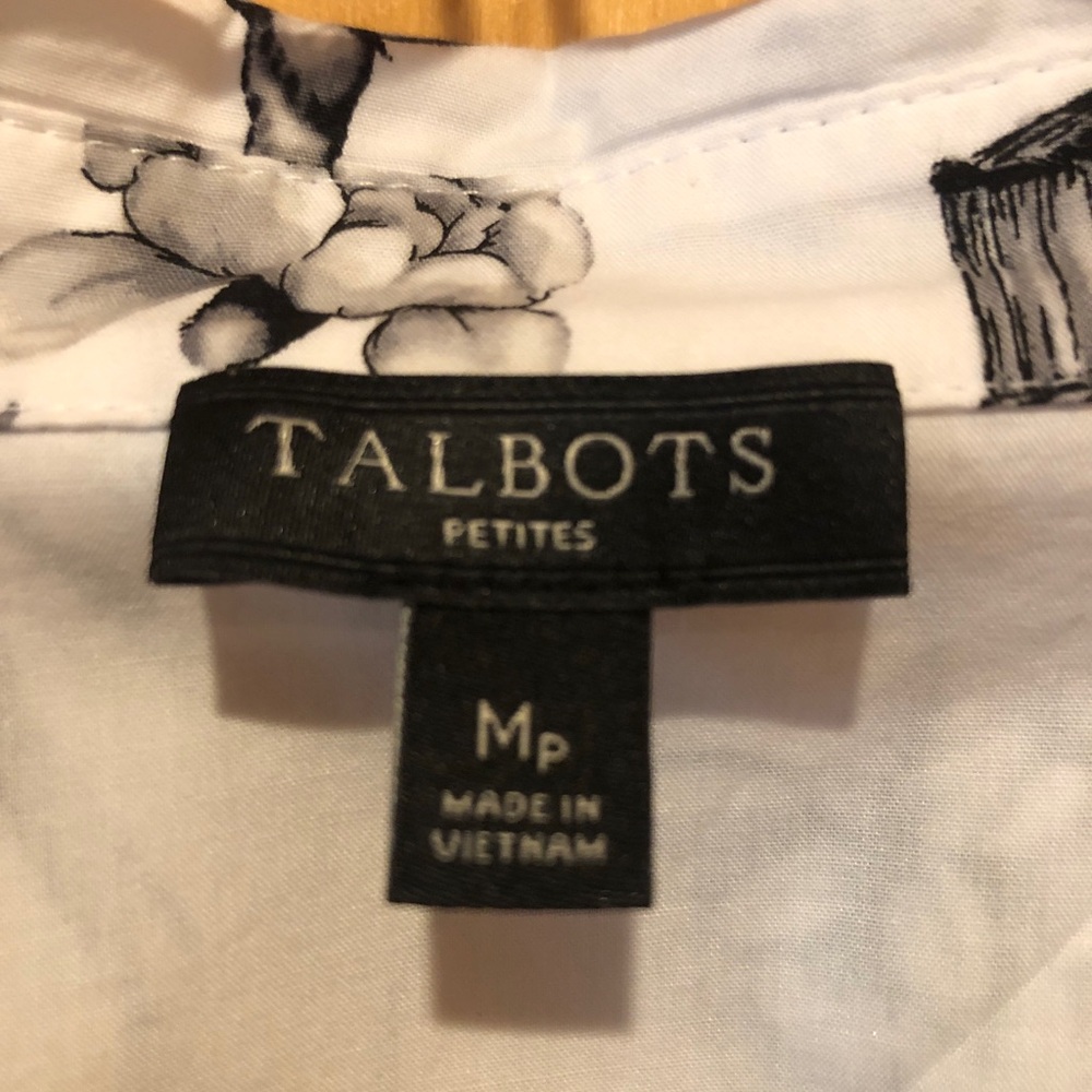 Talbots Petites B & W Blouse - Picture 6 of 6